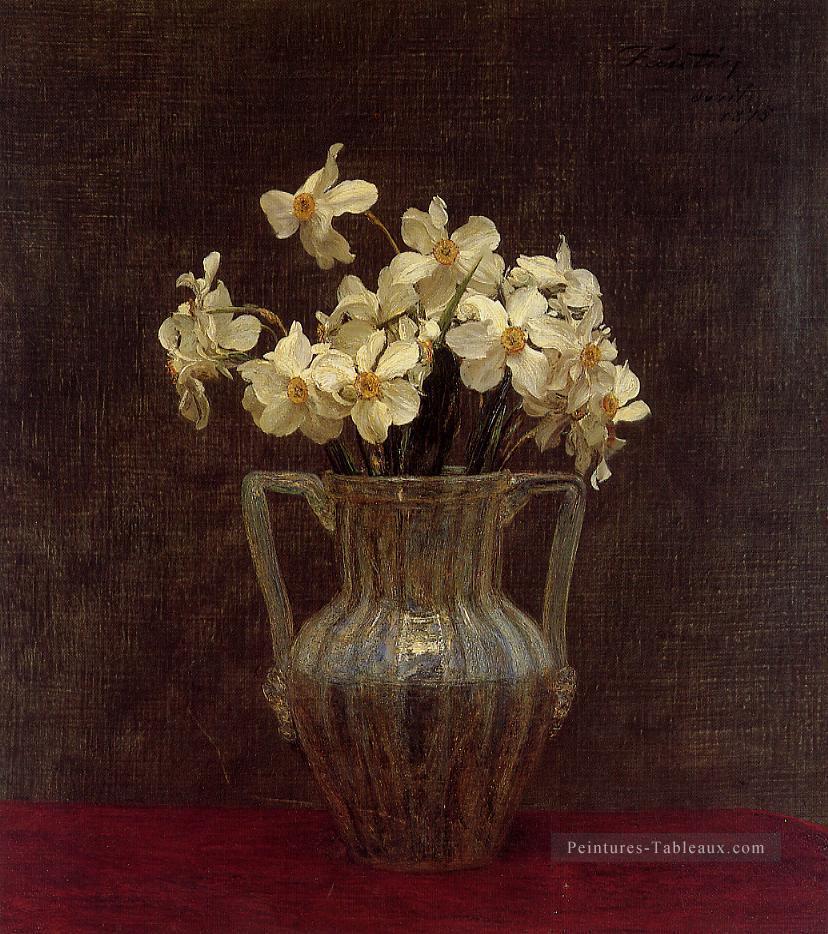 Narcisses dans un vase en verre opalin Henri Fantin Latour Peintures à l'huile